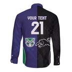Custom Warriors-Panthers Long Sleeve Button Shirt Together Sporty Style