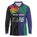 Custom Warriors-Panthers Long Sleeve Polo Shirt Together Sporty Style