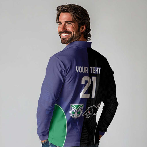 Custom Warriors-Panthers Long Sleeve Polo Shirt Together Sporty Style