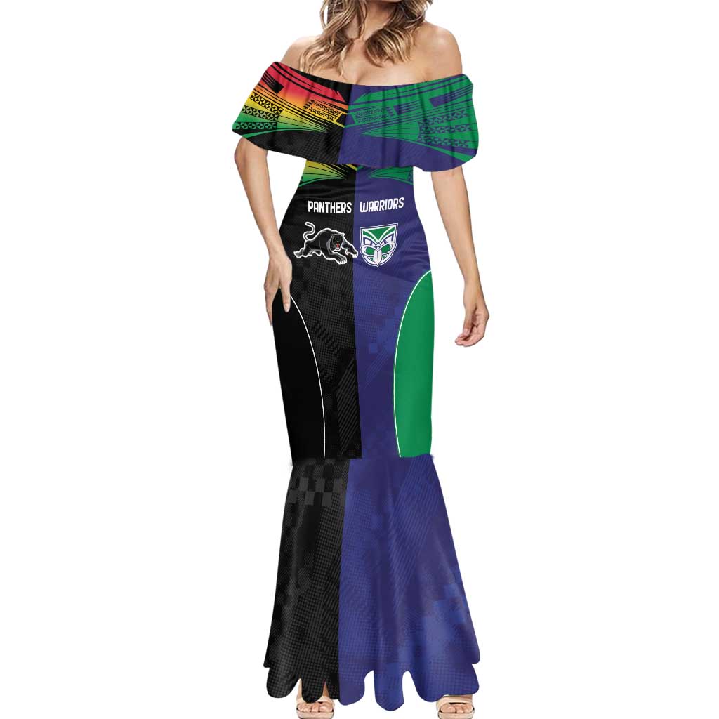 Custom Warriors-Panthers Mermaid Dress Together Sporty Style