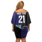 Custom Warriors-Panthers Off Shoulder Short Dress Together Sporty Style