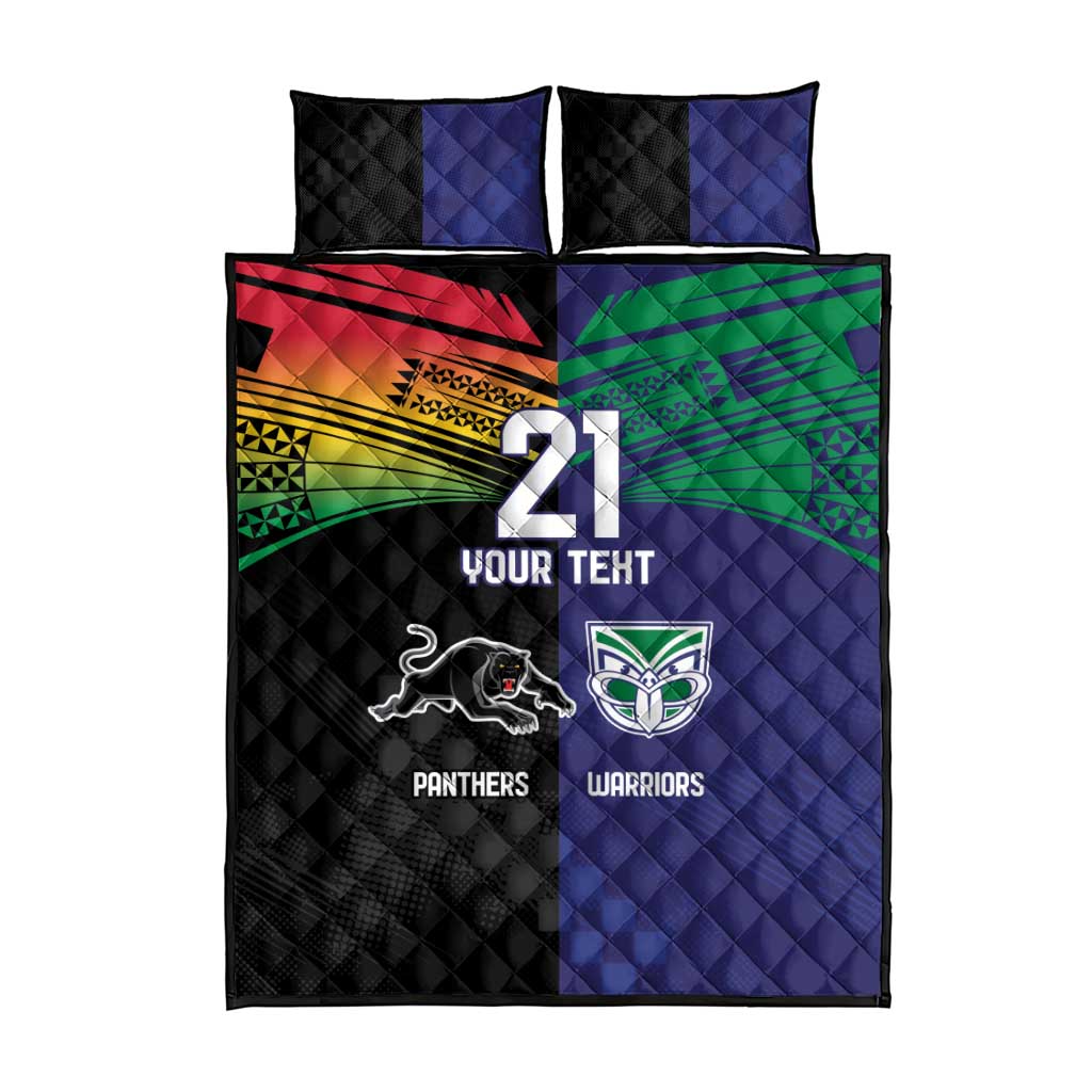 Custom Warriors-Panthers Quilt Bed Set Together Sporty Style