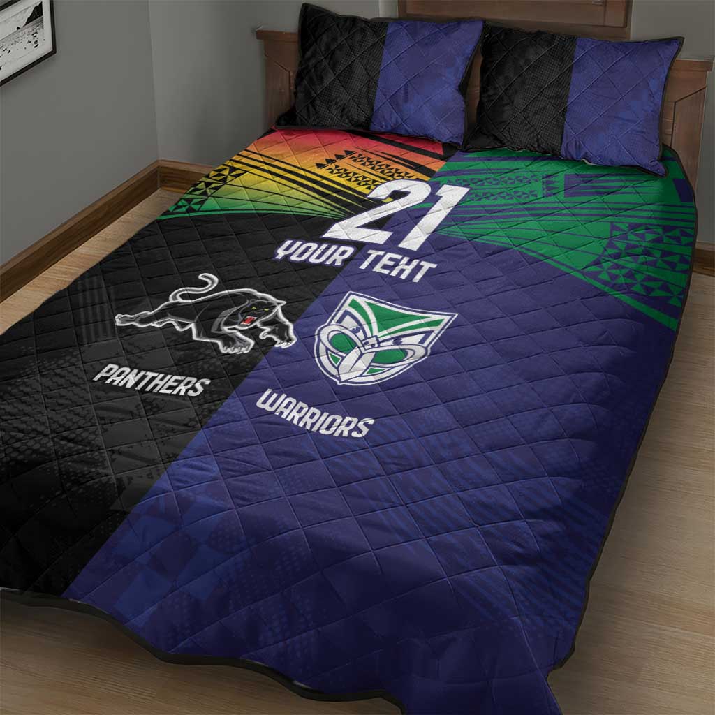 Custom Warriors-Panthers Quilt Bed Set Together Sporty Style