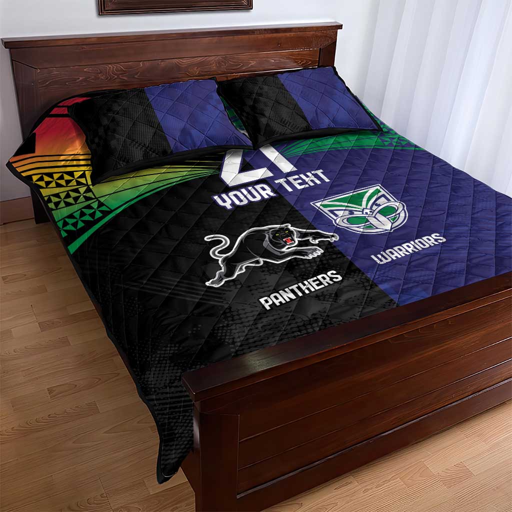 Custom Warriors-Panthers Quilt Bed Set Together Sporty Style