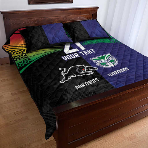 Custom Warriors-Panthers Quilt Bed Set Together Sporty Style