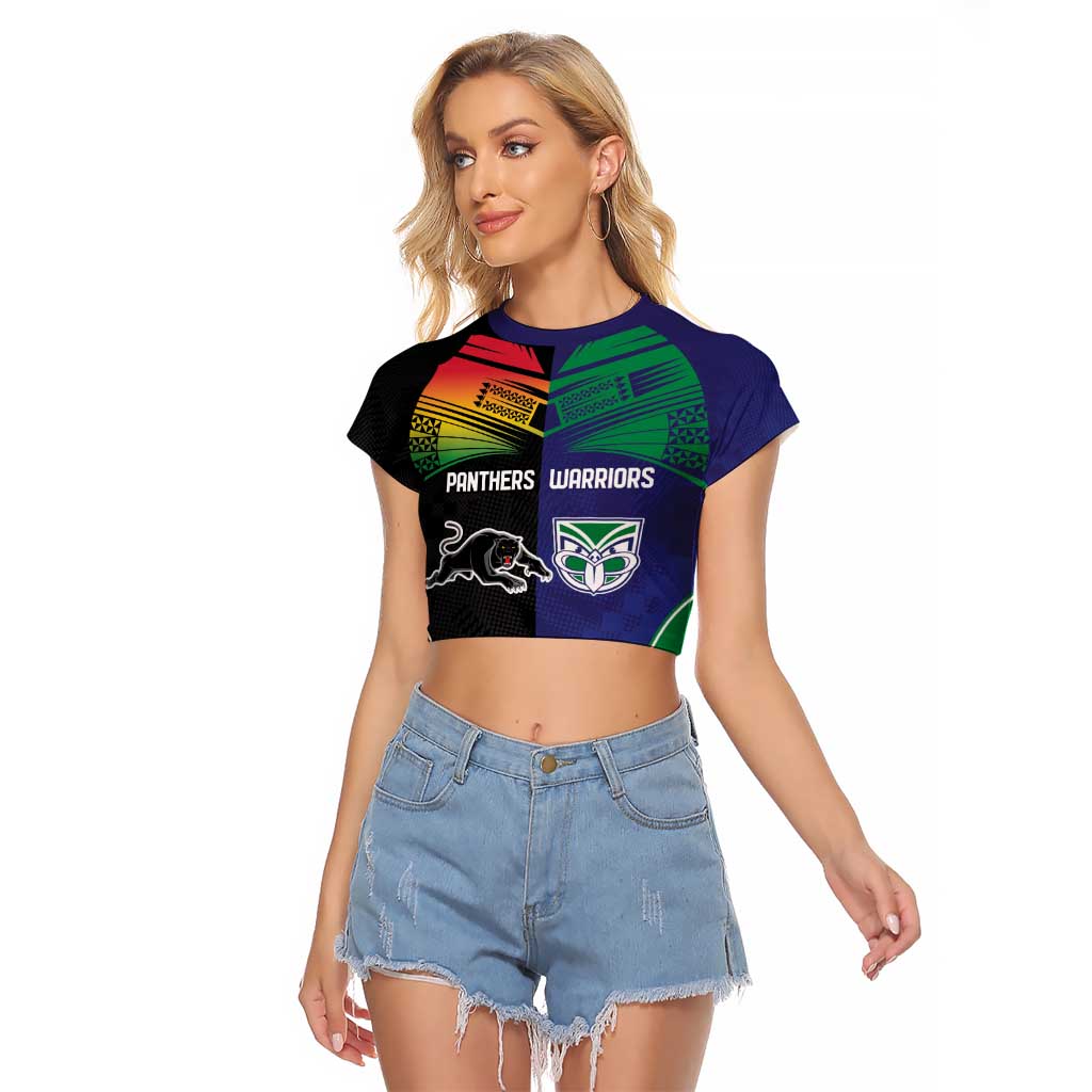 Custom Warriors-Panthers Raglan Cropped T Shirt Together Sporty Style