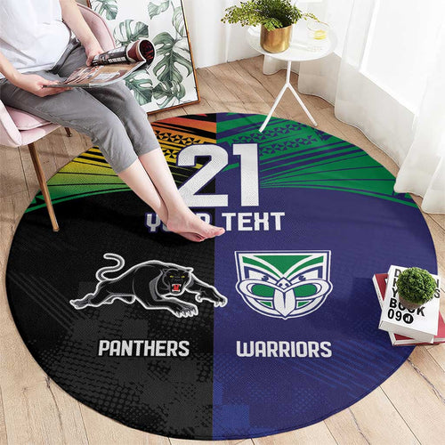 Custom Warriors-Panthers Round Carpet Together Sporty Style