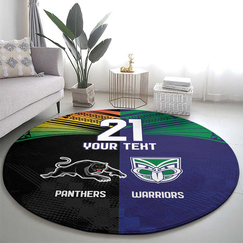 Custom Warriors-Panthers Round Carpet Together Sporty Style