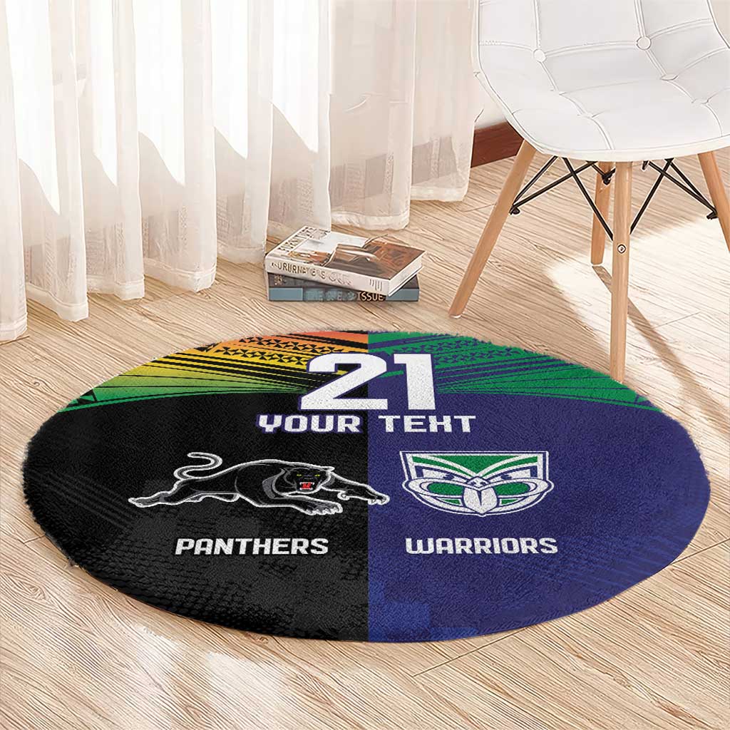 Custom Warriors-Panthers Round Carpet Together Sporty Style