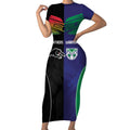 Custom Warriors-Panthers Short Sleeve Bodycon Dress Together Sporty Style