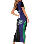 Custom Warriors-Panthers Short Sleeve Bodycon Dress Together Sporty Style
