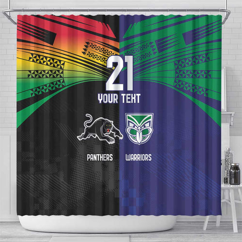 Custom Warriors-Panthers Shower Curtain Together Sporty Style
