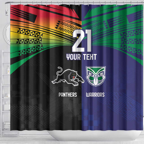 Custom Warriors-Panthers Shower Curtain Together Sporty Style