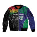 Custom Warriors-Panthers Sleeve Zip Bomber Jacket Together Sporty Style