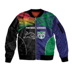 Custom Warriors-Panthers Sleeve Zip Bomber Jacket Together Sporty Style