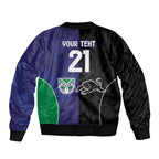 Custom Warriors-Panthers Sleeve Zip Bomber Jacket Together Sporty Style