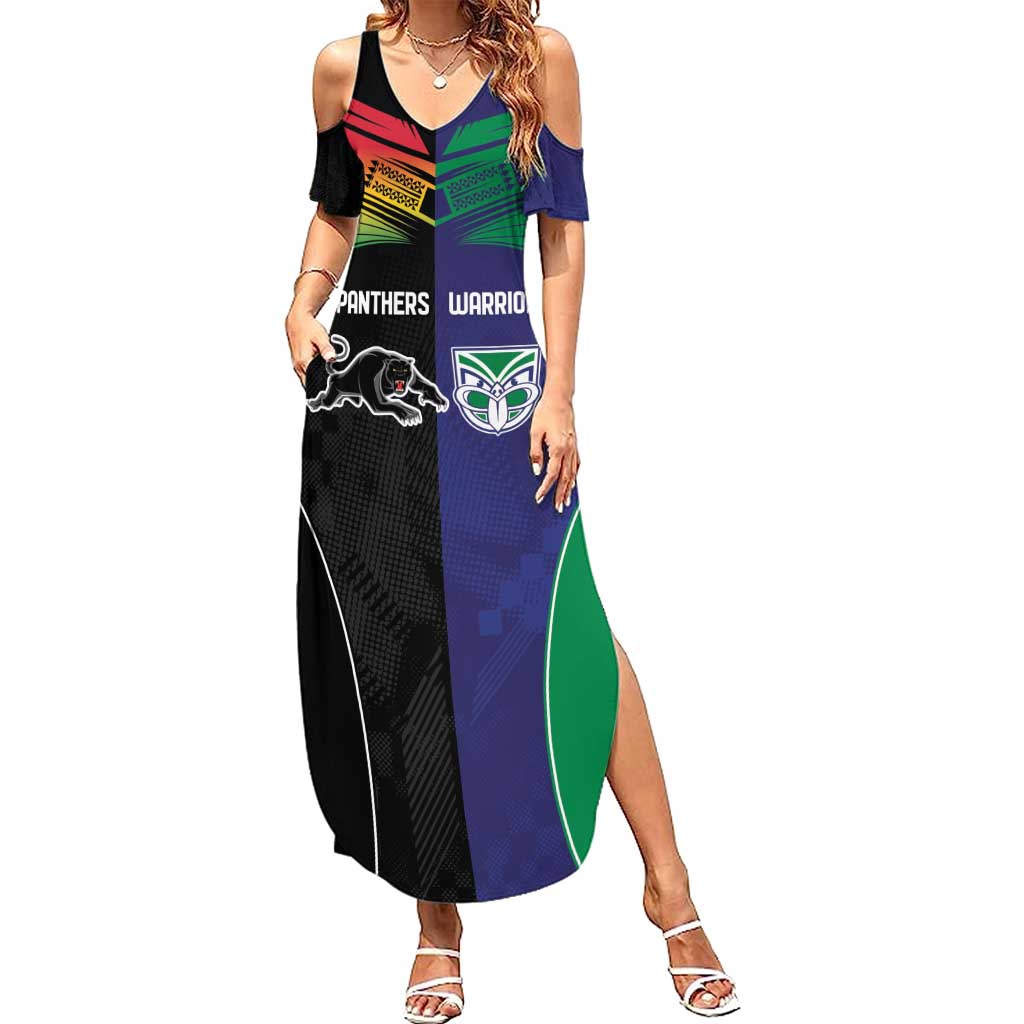 Custom Warriors-Panthers Summer Maxi Dress Together Sporty Style