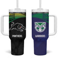 Custom Warriors-Panthers Tumbler With Handle Together Sporty Style