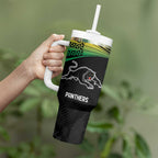 Custom Warriors-Panthers Tumbler With Handle Together Sporty Style