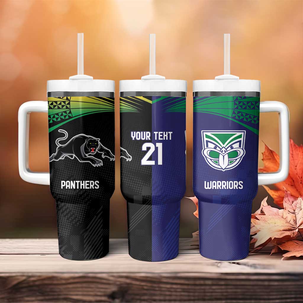Custom Warriors-Panthers Tumbler With Handle Together Sporty Style