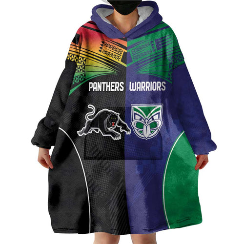 Custom Warriors-Panthers Wearable Blanket Hoodie Together Sporty Style