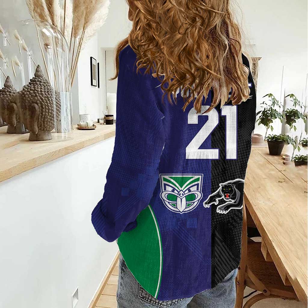 Custom Warriors-Panthers Women Casual Shirt Together Sporty Style