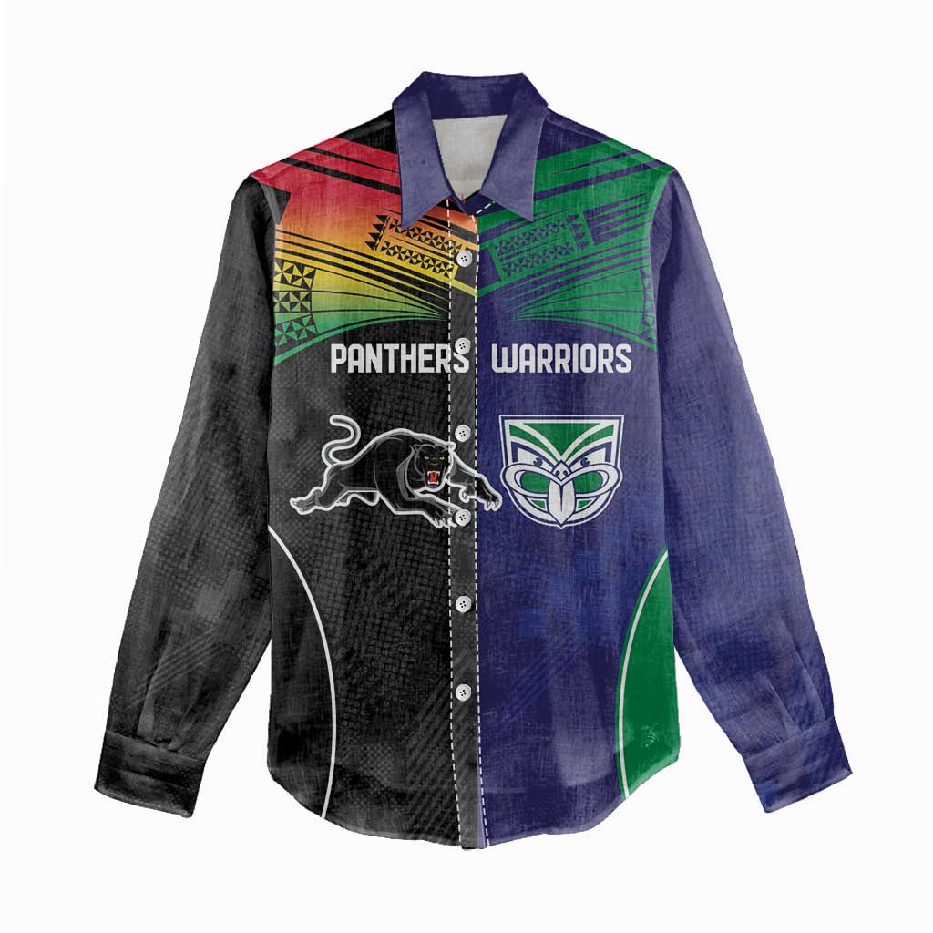 Custom Warriors-Panthers Women Casual Shirt Together Sporty Style