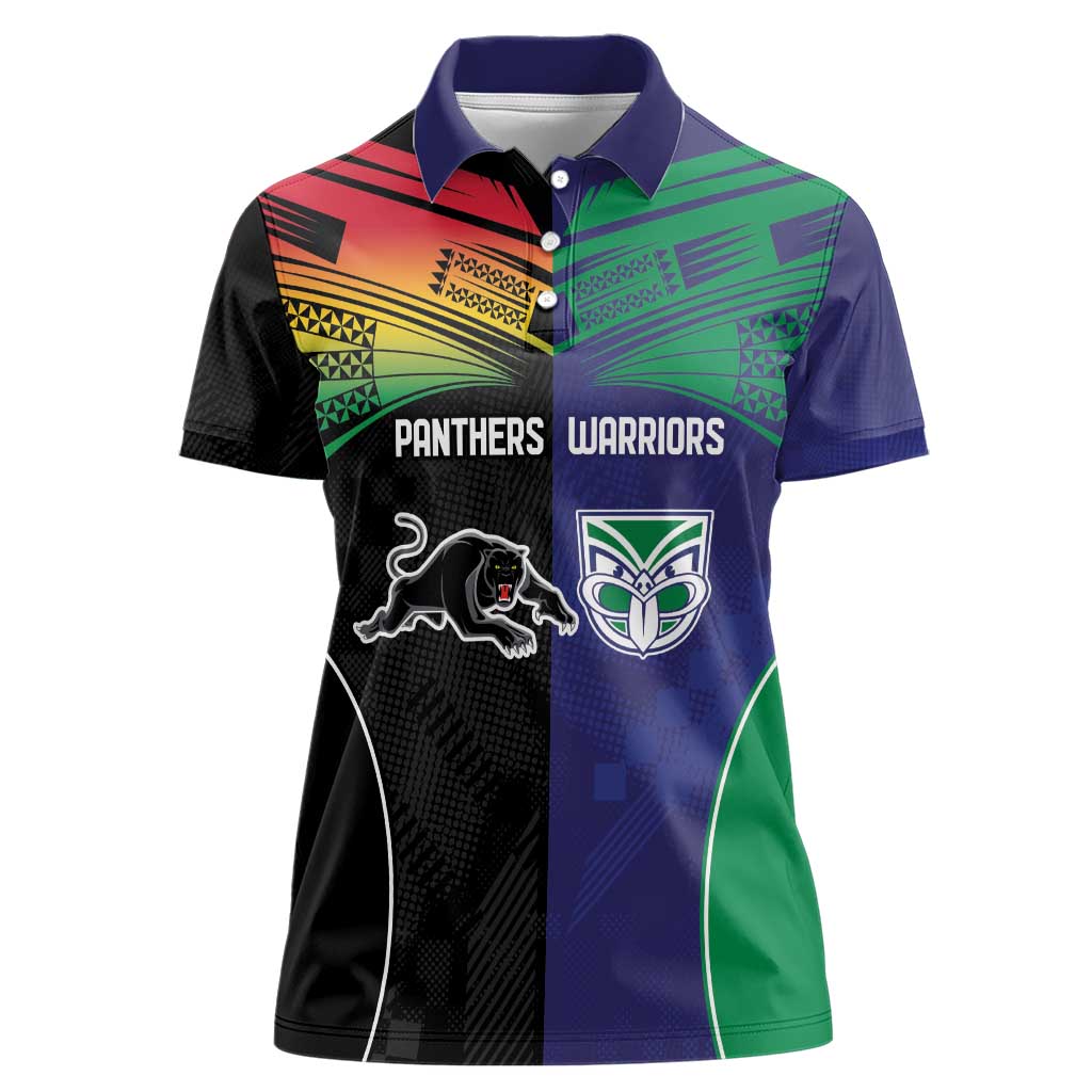 Custom Warriors-Panthers Women Polo Shirt Together Sporty Style
