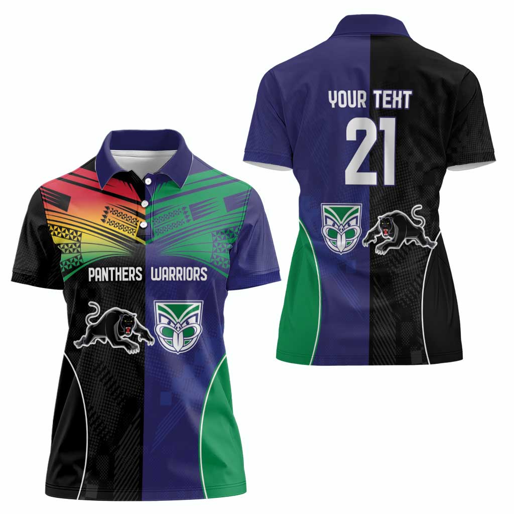 Custom Warriors-Panthers Women Polo Shirt Together Sporty Style