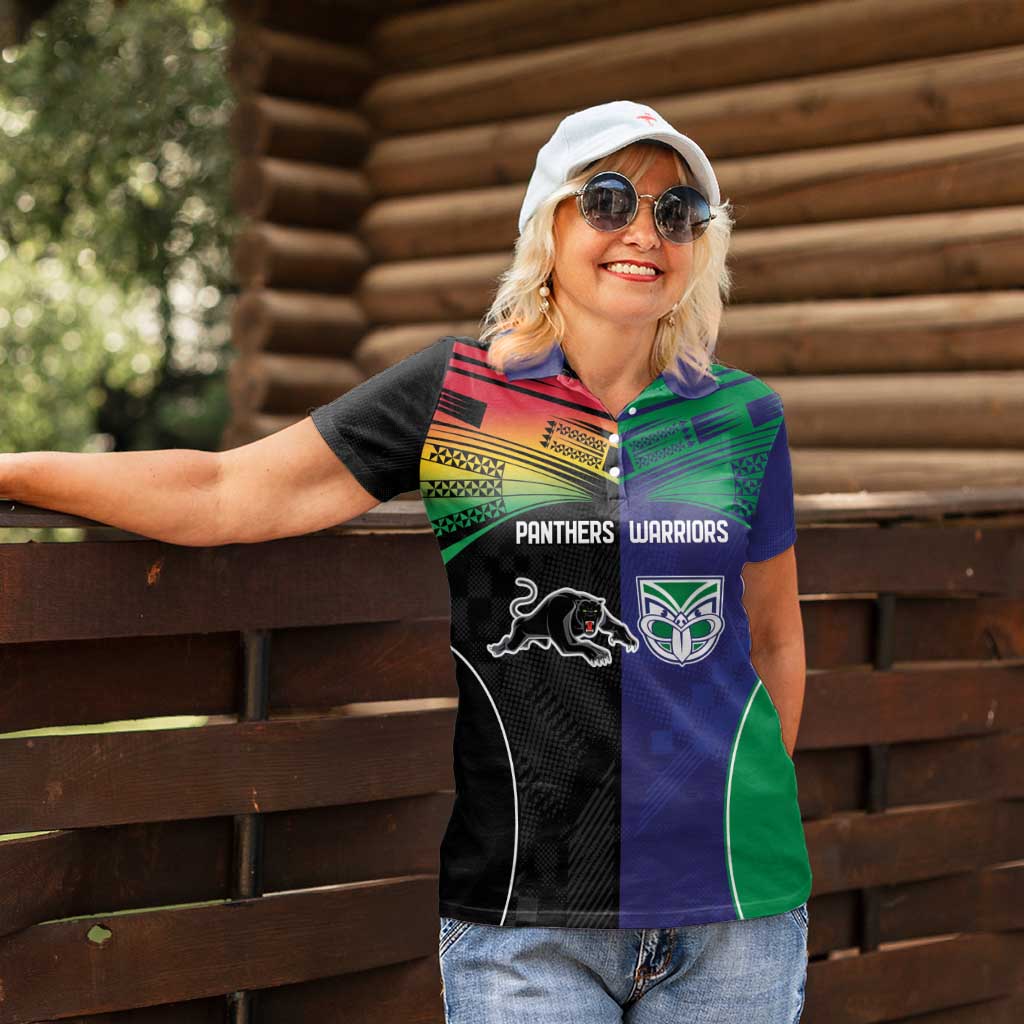 Custom Warriors-Panthers Women Polo Shirt Together Sporty Style