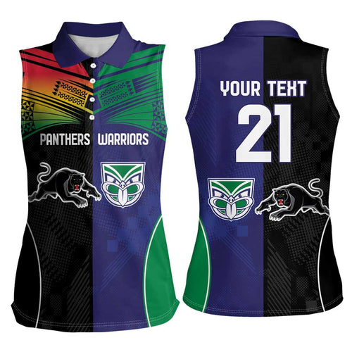 Custom Warriors-Panthers Women Sleeveless Polo Shirt Together Sporty Style