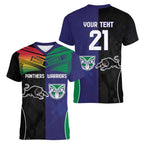 Custom Warriors-Panthers Women V-Neck T-Shirt Together Sporty Style