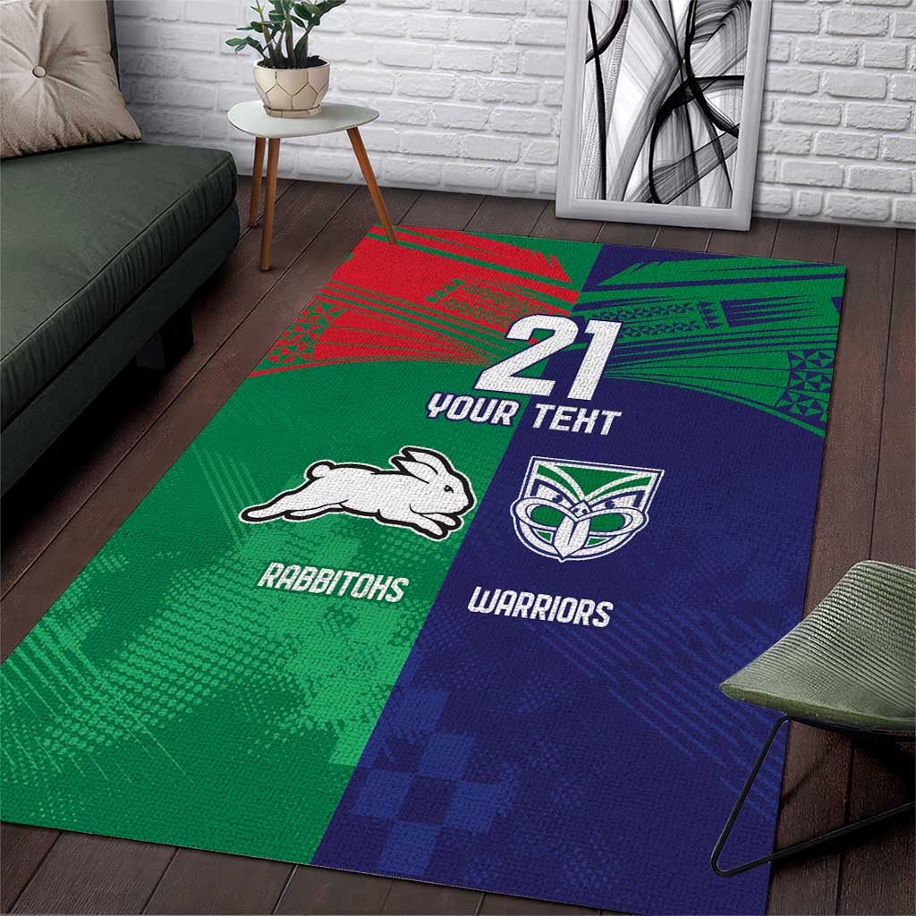 Custom Warriors-Rabbitohs Area Rug Together Sporty Style