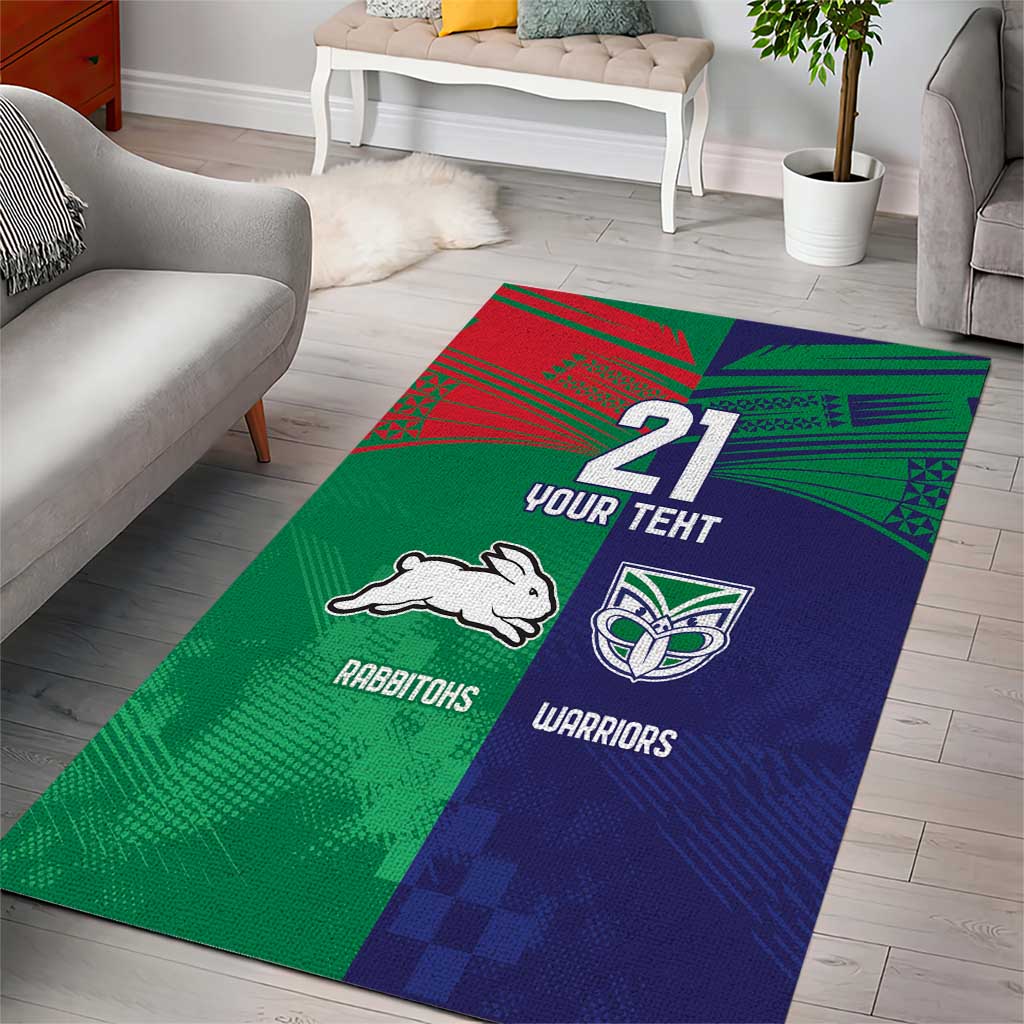 Custom Warriors-Rabbitohs Area Rug Together Sporty Style