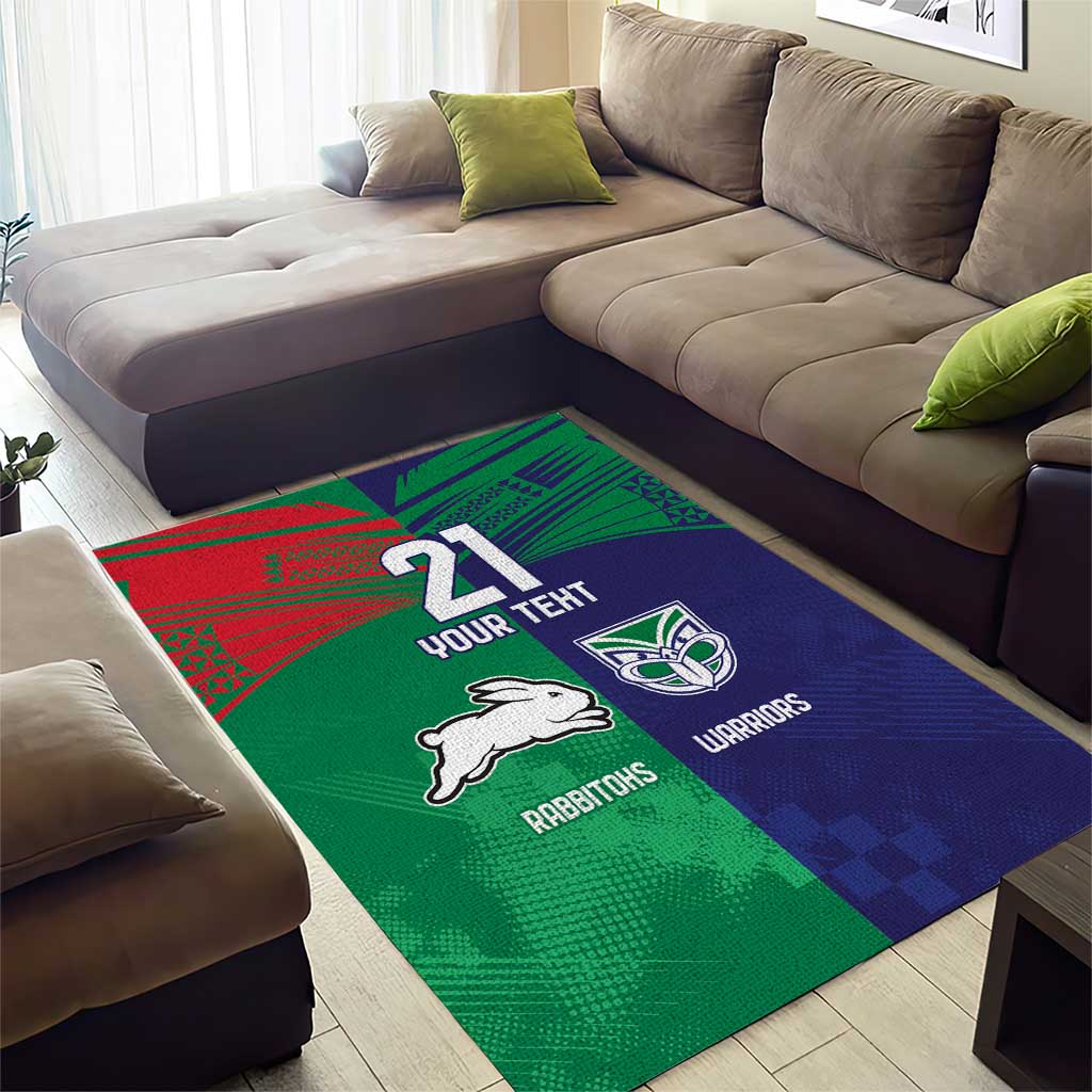 Custom Warriors-Rabbitohs Area Rug Together Sporty Style