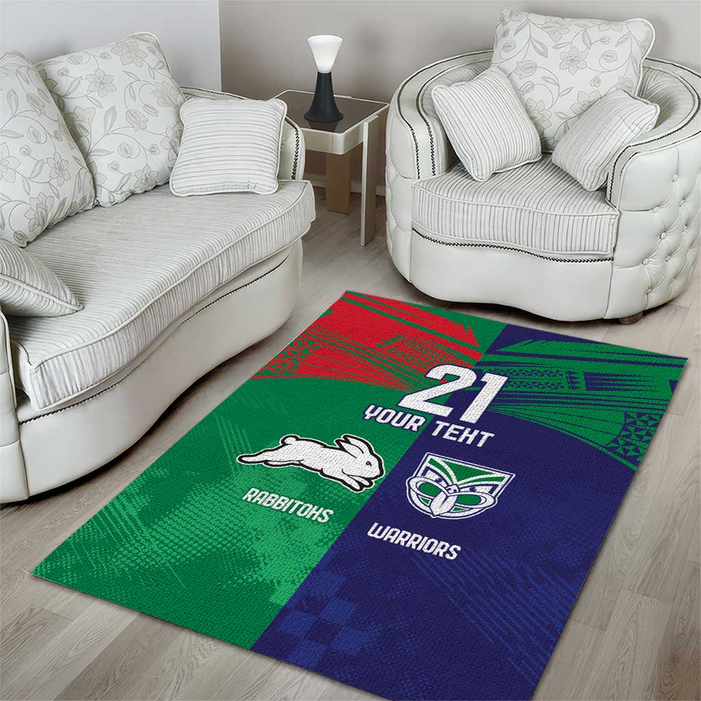 Custom Warriors-Rabbitohs Area Rug Together Sporty Style