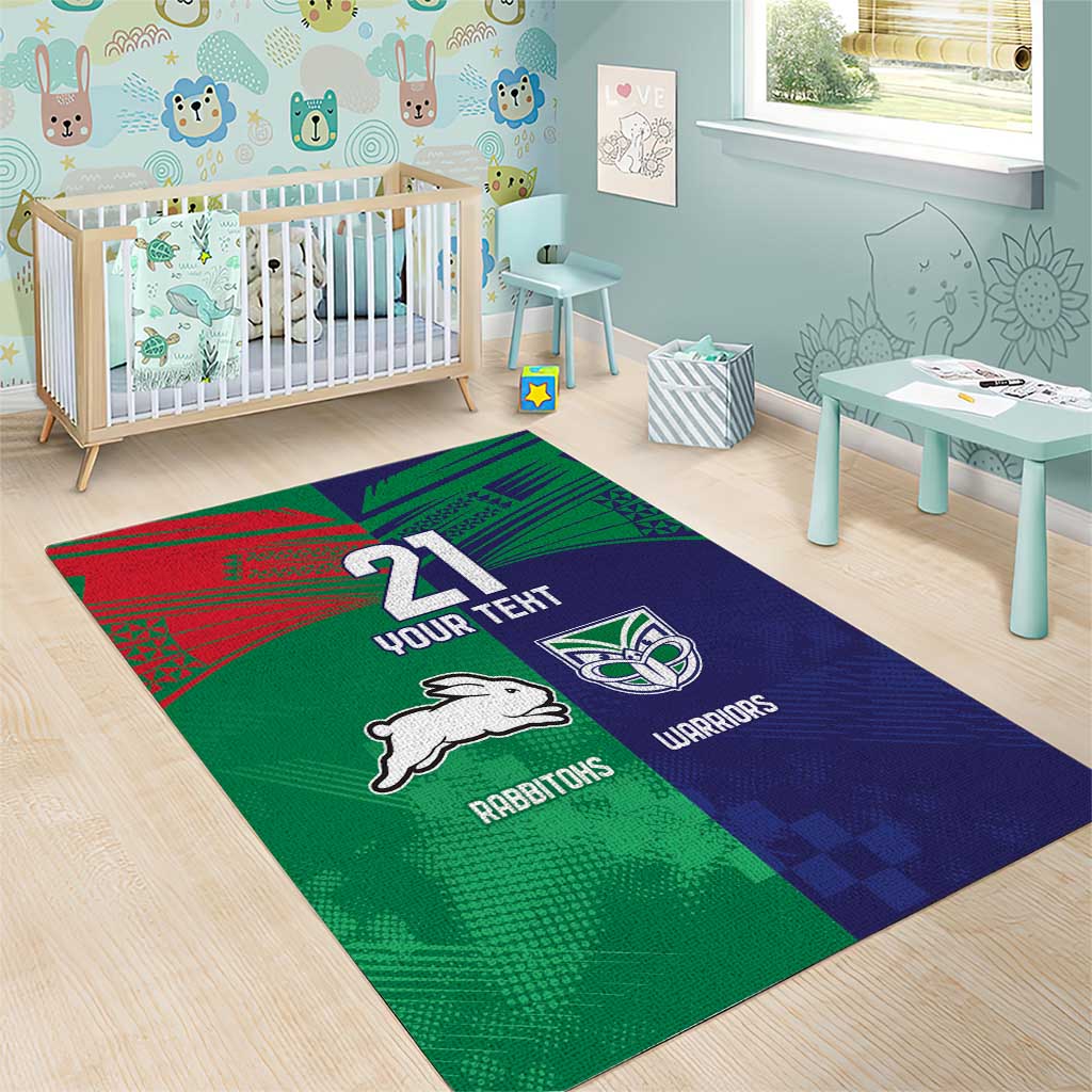Custom Warriors-Rabbitohs Area Rug Together Sporty Style