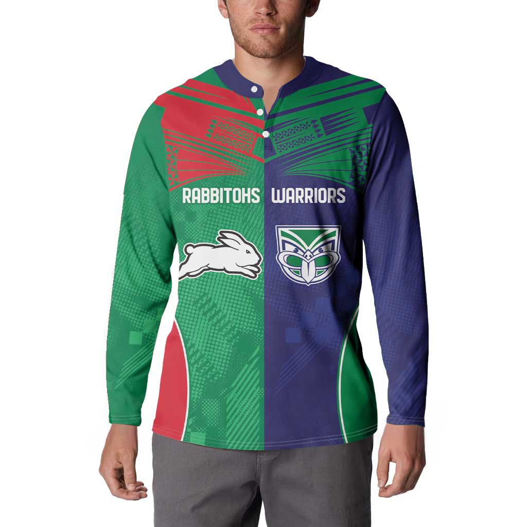 Custom Warriors-Rabbitohs Button Sweatshirt Together Sporty Style