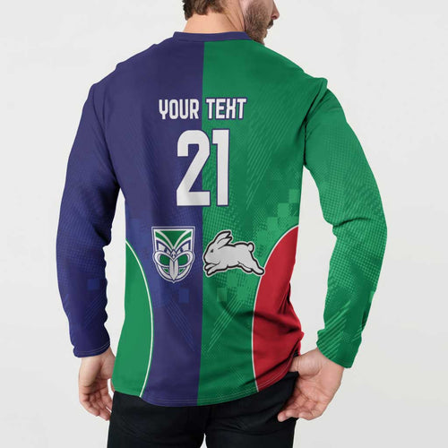 Custom Warriors-Rabbitohs Button Sweatshirt Together Sporty Style