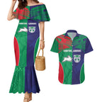 Custom Warriors-Rabbitohs Couples Matching Mermaid Dress and Hawaiian Shirt Together Sporty Style