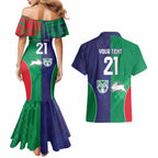 Custom Warriors-Rabbitohs Couples Matching Mermaid Dress and Hawaiian Shirt Together Sporty Style
