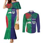 Custom Warriors-Rabbitohs Couples Matching Mermaid Dress and Long Sleeve Button Shirt Together Sporty Style