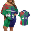 Custom Warriors-Rabbitohs Couples Matching Off Shoulder Short Dress and Hawaiian Shirt Together Sporty Style