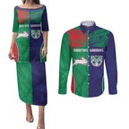 Custom Warriors-Rabbitohs Couples Matching Puletasi and Long Sleeve Button Shirt Together Sporty Style