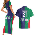 Custom Warriors-Rabbitohs Couples Matching Short Sleeve Bodycon Dress and Hawaiian Shirt Together Sporty Style
