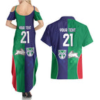 Custom Warriors-Rabbitohs Couples Matching Summer Maxi Dress and Hawaiian Shirt Together Sporty Style