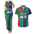 Custom Warriors-Rabbitohs Couples Matching Tank Maxi Dress and Hawaiian Shirt Together Sporty Style