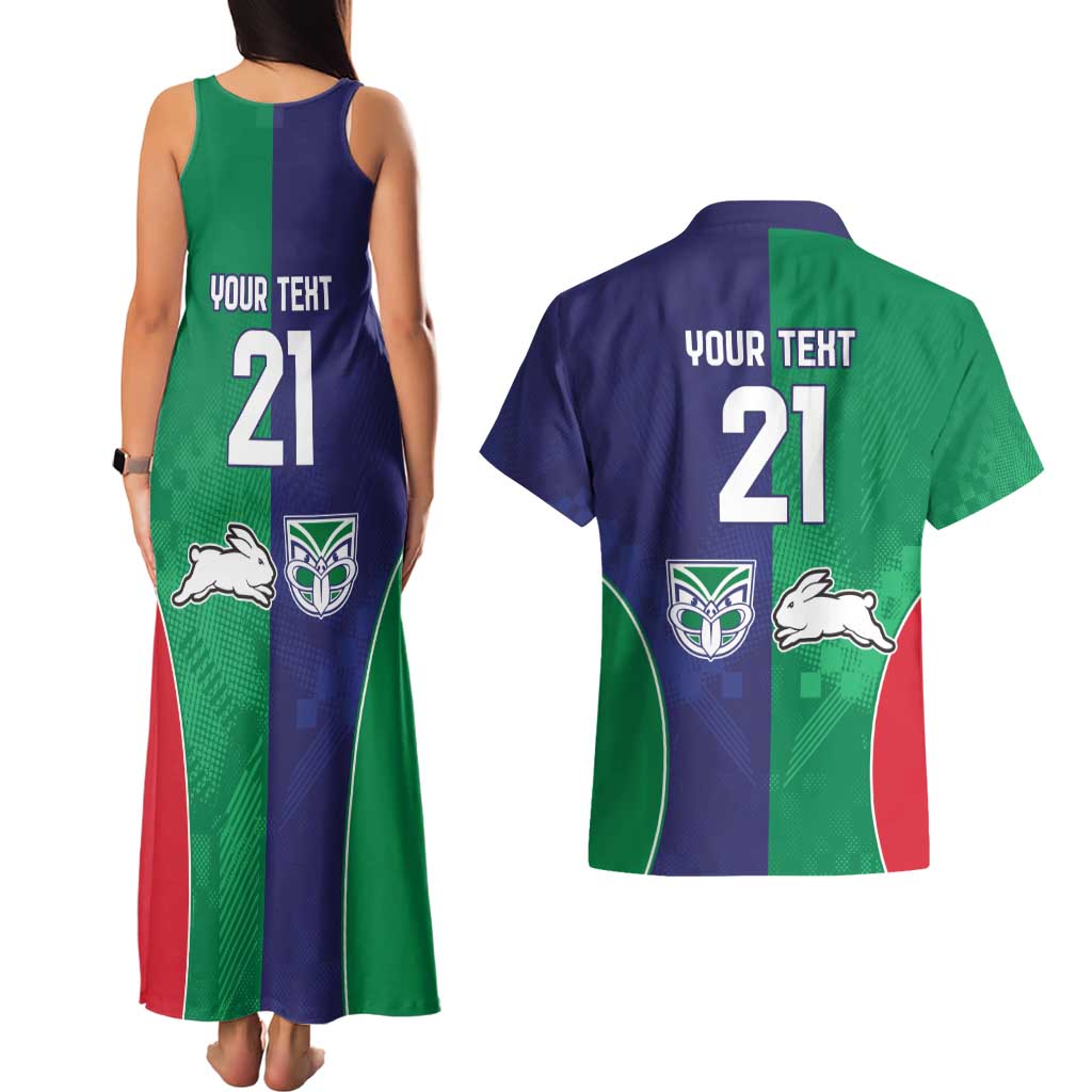 Custom Warriors-Rabbitohs Couples Matching Tank Maxi Dress and Hawaiian Shirt Together Sporty Style
