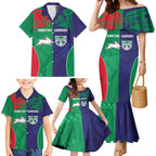 Custom Warriors-Rabbitohs Family Matching Mermaid Dress and Hawaiian Shirt Together Sporty Style