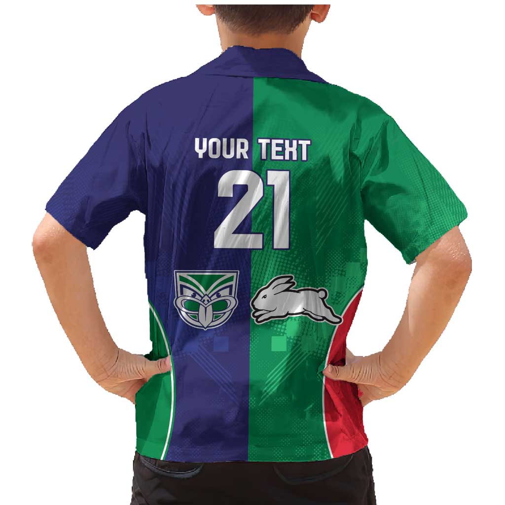 Custom Warriors-Rabbitohs Family Matching Mermaid Dress and Hawaiian Shirt Together Sporty Style